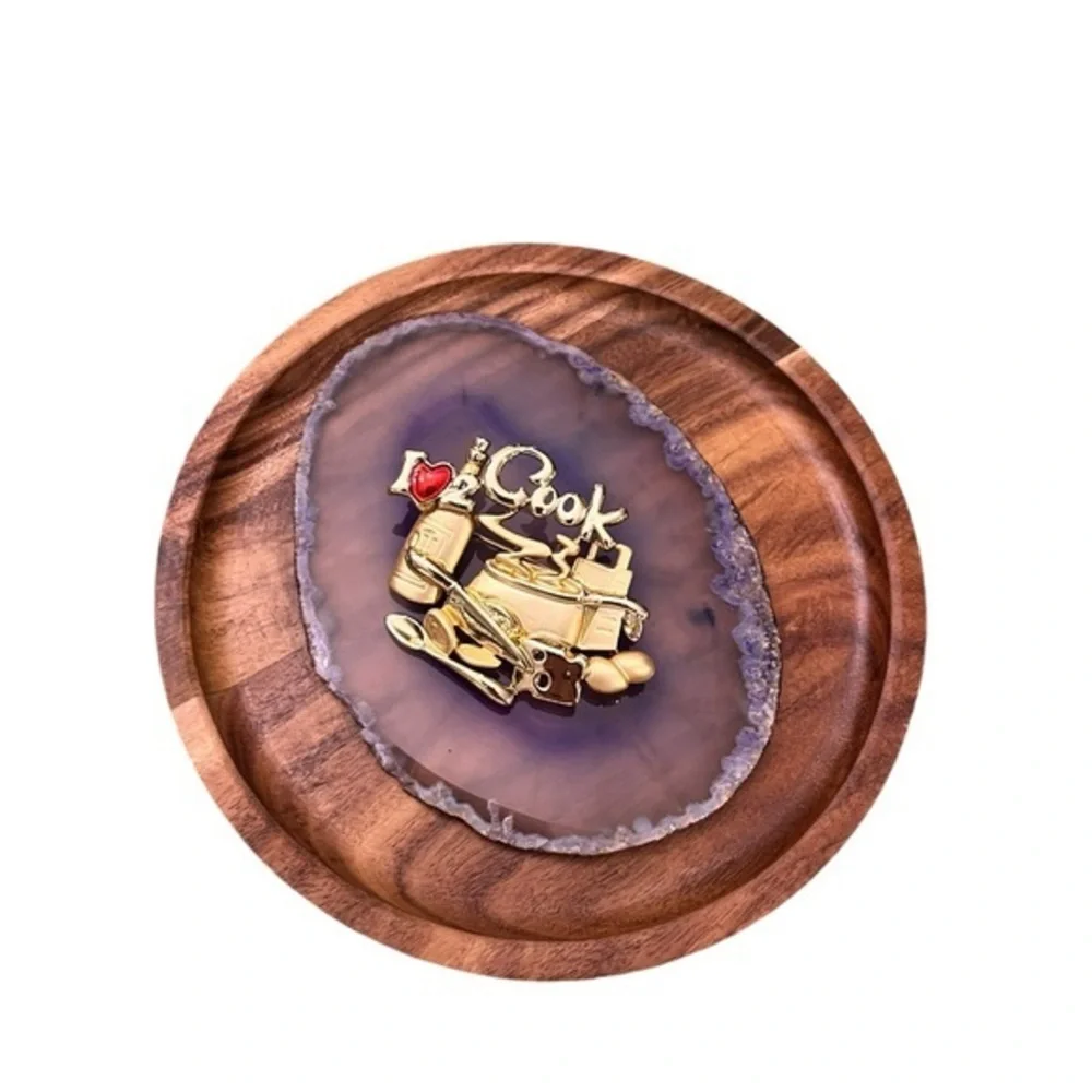 Vintage Danecraft Brooch Pin I Love 2  Cook Gold‎ Tone Chef Gift